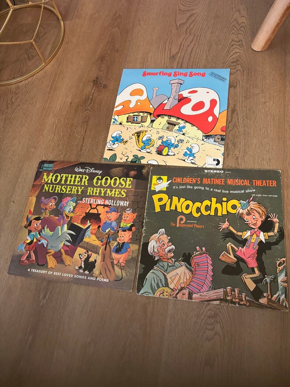 Vintage Mother Goose, Pinocchio, Smurfs sing-along vinyls